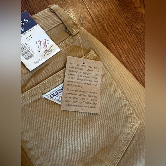 NWT Vintage Guess Jeans Sz. 26/27 High Waist Straight Leg Denim Tan Fall Style - Picture 3 of 13